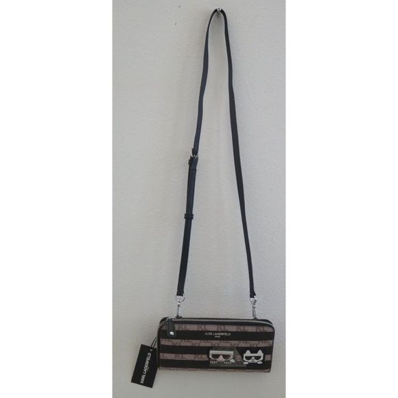 Karl Lagerfeld Paris LH2EU5BT Tan/Black Crossbody Bag Clutch Wallet Purse $128 - Picture 4 of 10
